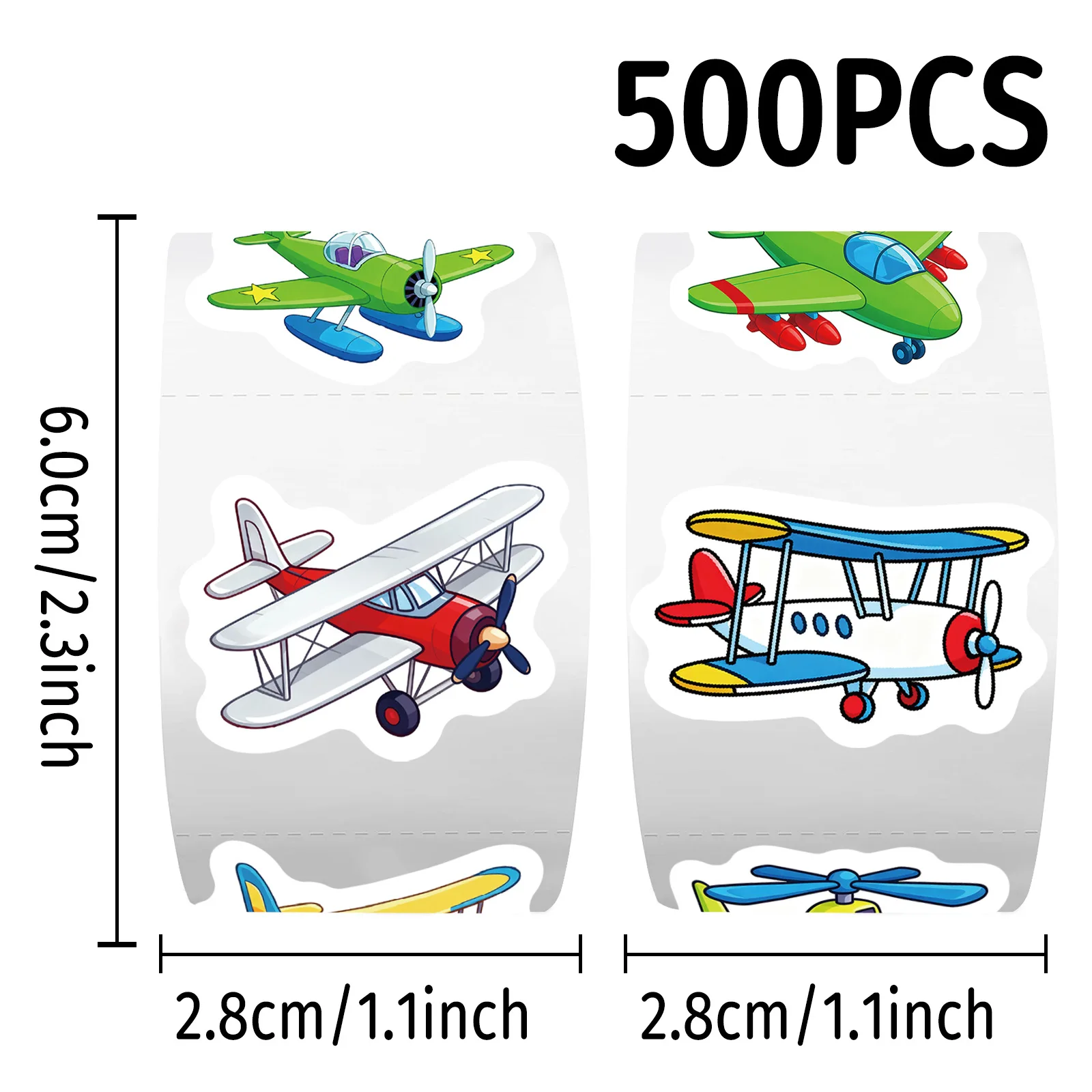 500PCS/Roll Funny Airplane Sealing Stickers Transportation Means of Transport Cartoon Decal DIY Luggage Phone Cup Scraphbook Toy