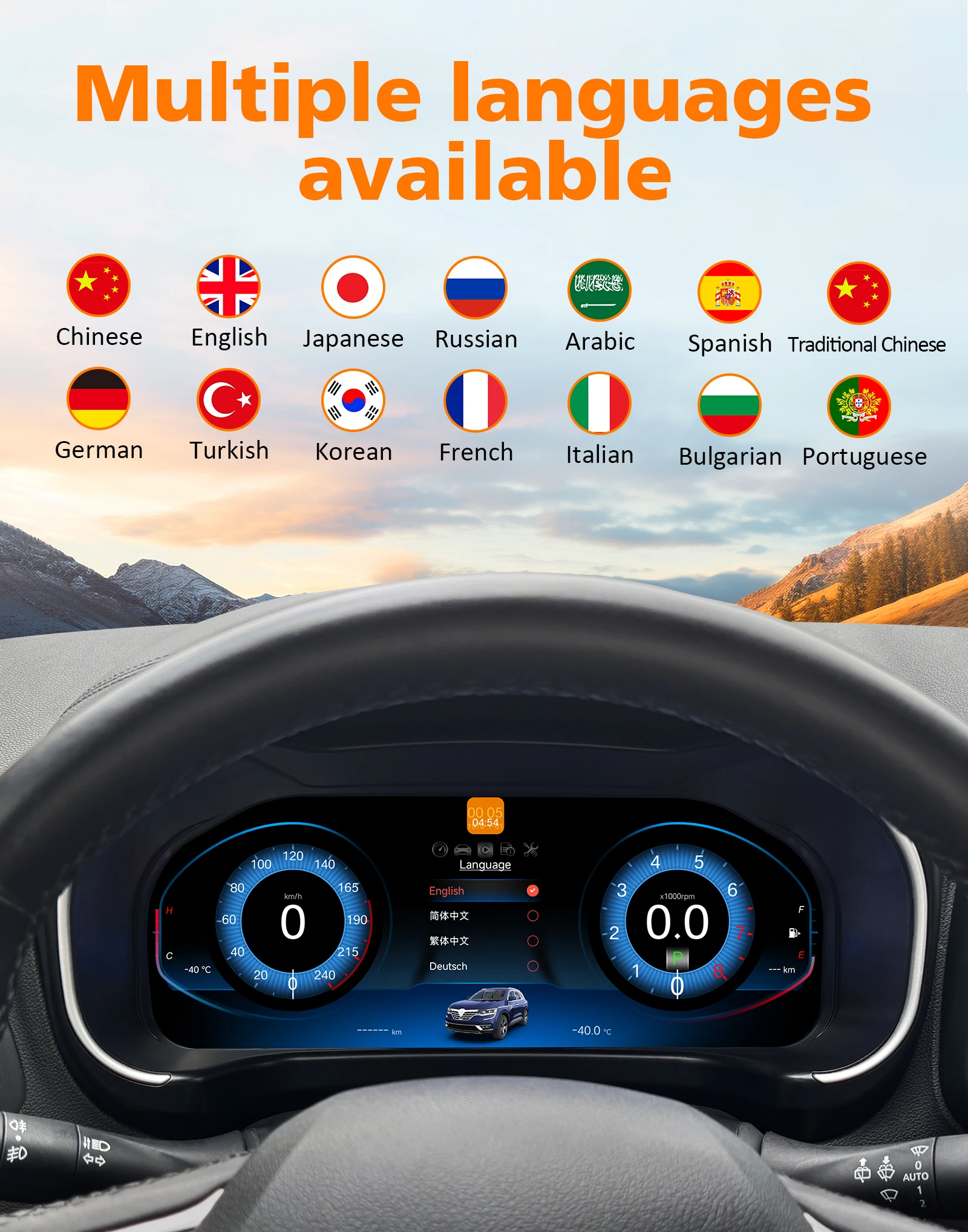 Hizpo 12,3" Carplay Android Auto LCD-Dashboard-Bildschirm für Renault Koleos 2016-2019 Digitales Auto-Instrumentencluster – Detail 8