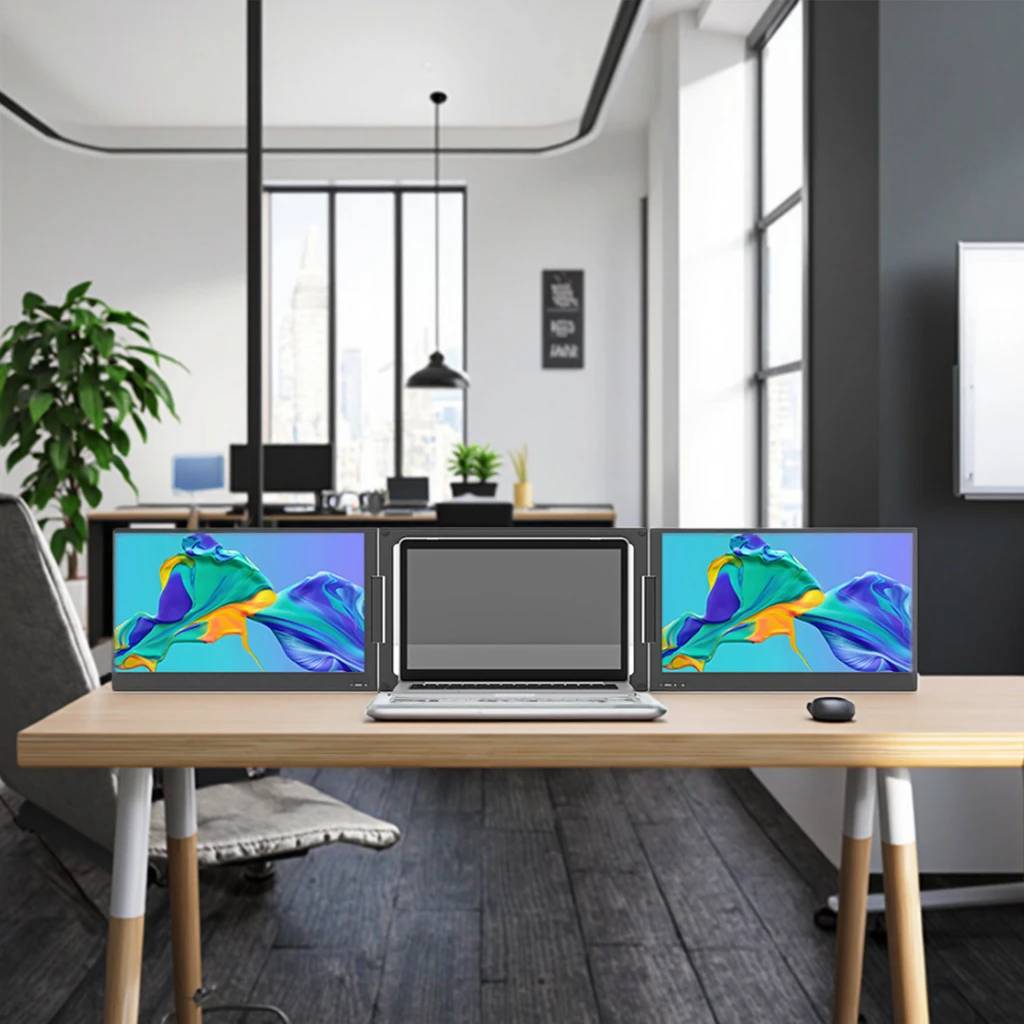 

Factory OEM/ODM Triple Laptop Screen Extender Dual 15.6 Inch 1080P LCD Portable Tri Screen For Laptop