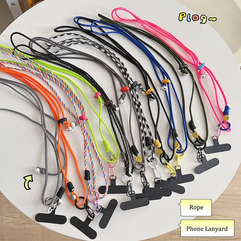 

Fashion Casual Universal Long Nylon Cotton Rope diy Crossbody Phone Lanyard Strap carabiner Compatible pendant with Earpods keys