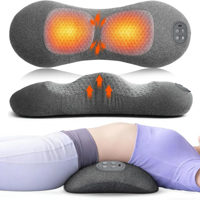 Neck Massager Pillow with Heat and Vibration, Airbag Cervical Traction, Memory Foam Support, USB Rechargeable