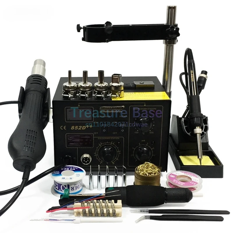 

852D++ 2 in 1 SMD Rework Station Hot air gun soldering station Desoldering station 220V 110V