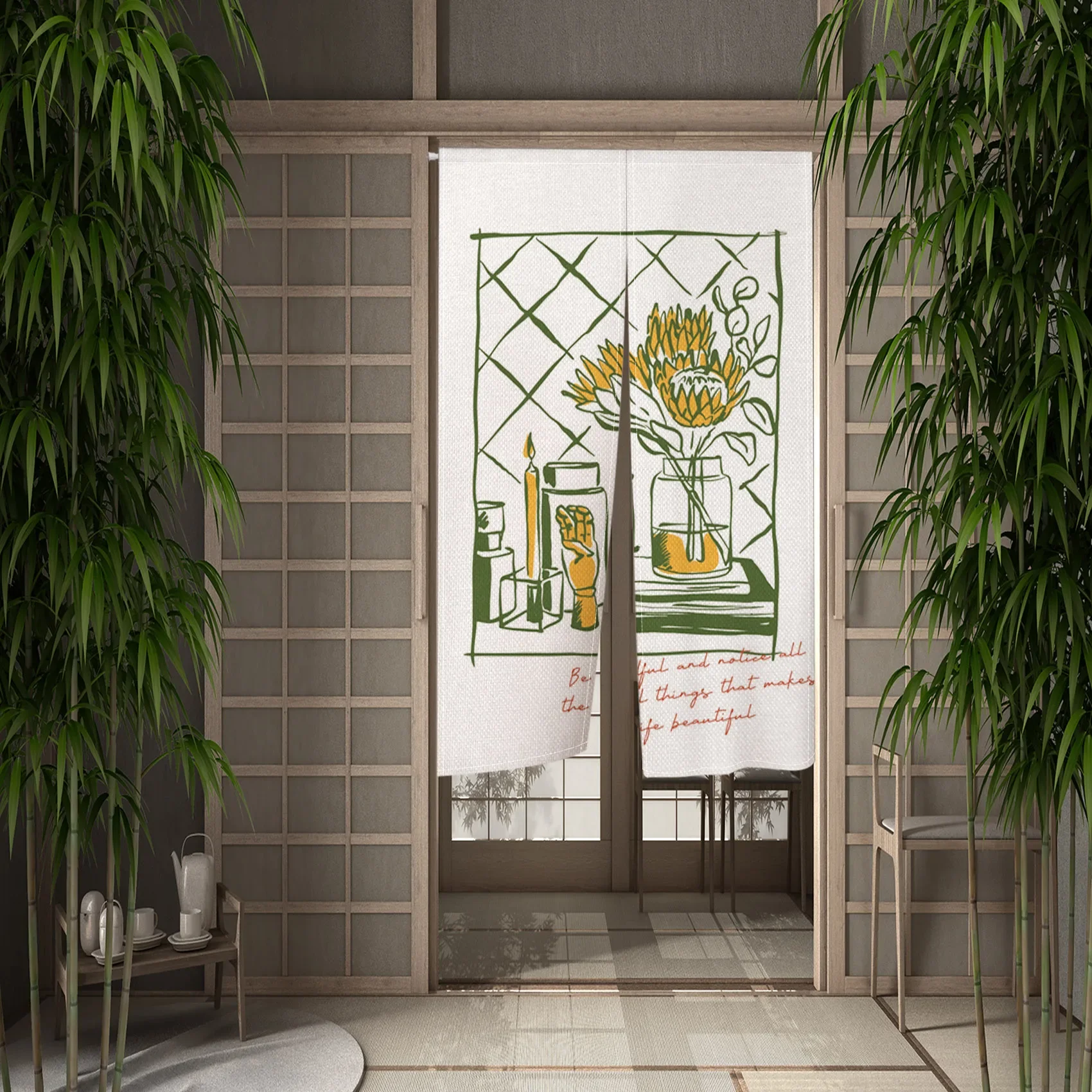 

Japanese Curtains Noren Sushi Ramen Curtains for Doorways Opaque Blackout Kitchen Room Partition Short Folio Half Curtains