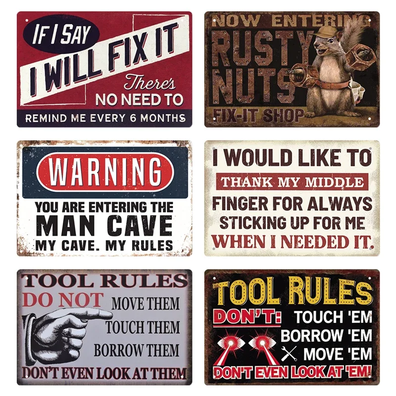 قواعدي علامات جراج معدنية قديمة للرجال ، لوحة عتيقة ، ديكور حائط مضحك ، هدية مخصصة للزوج ، ببساطة أقول
