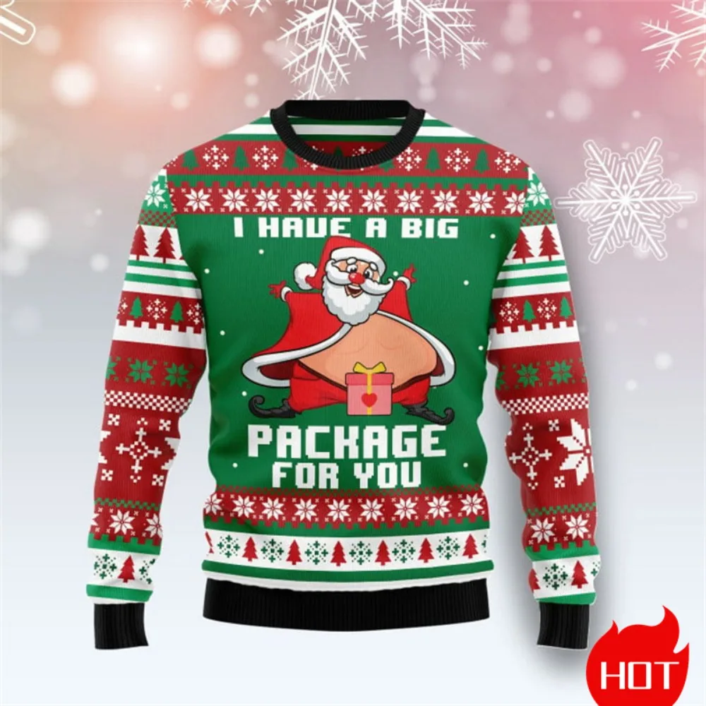 جديد عيد الميلاد سانتا كلوز الكتابة على الجدران سترة مضحك الشتاء سترة قبيحة ثلاثية الأبعاد طباعة Harajuku البلوز عادية مضحك