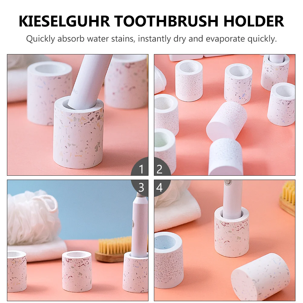 

1pc Kieselguhr Toothbrush Holder Quick Dry Absorbent Porous Lightweight Desk Table Organizer Home Storage Rack