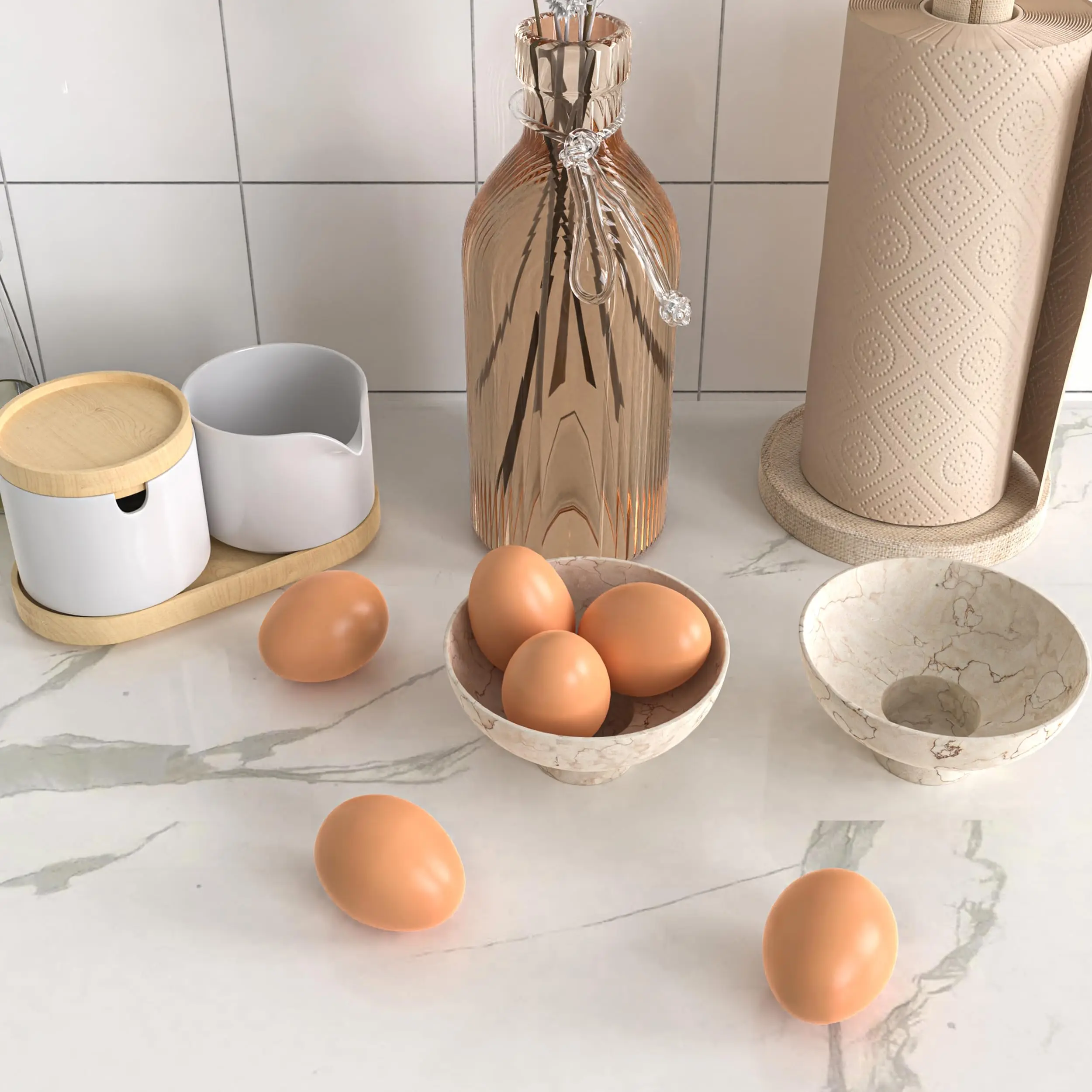 6Pcs Wooden Faux Fake Eggs Realistic Kitchen Playset Fake Nest Eggs for Craft Decorate Get hens to Lay Eggs Pretend Play Fun Toy