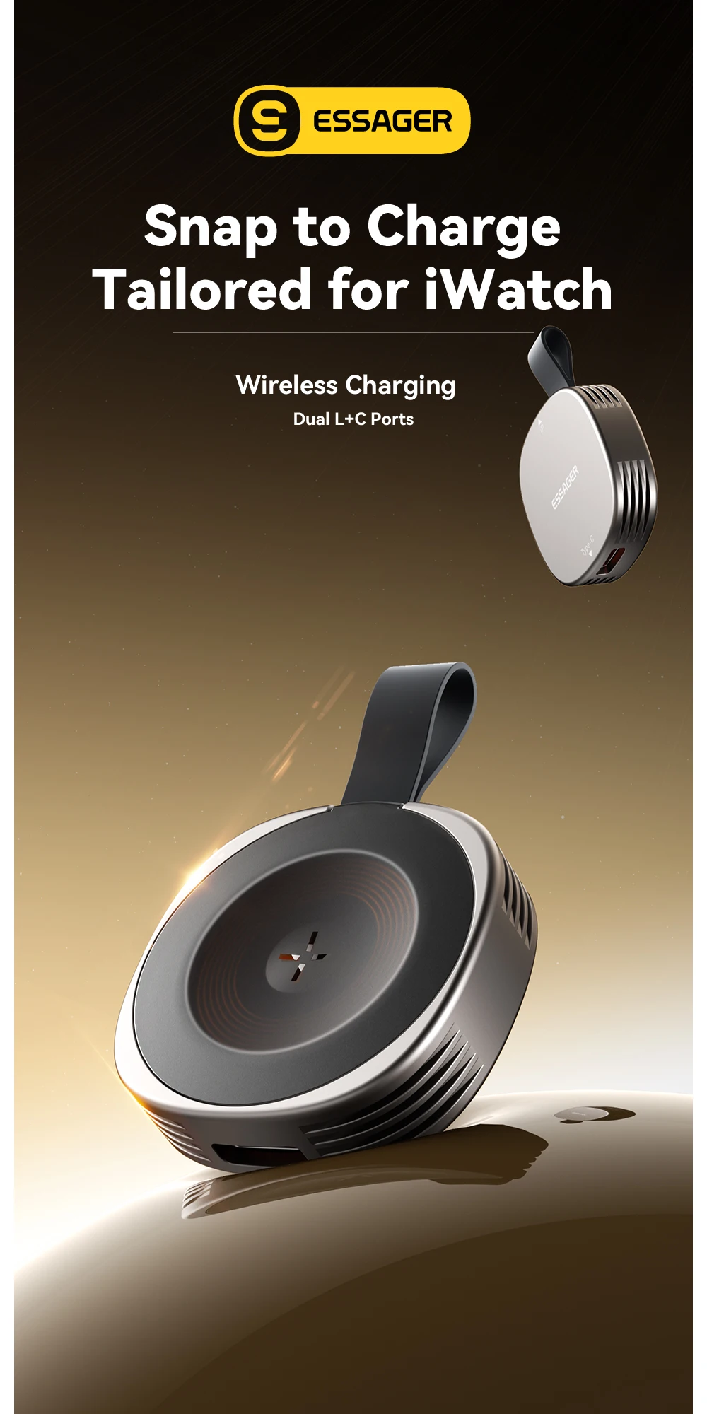 Essager Magnetic Wireless Charger for Apple Watch 9 8 7 6 5 4 3 SE Ultra Fast Charging Station Dual Port Watch Portable Charger