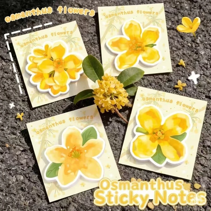 

Gift ins cute special shaped osmanthus sticky notes students can tear message high value flowers times sticker Kawai stationery