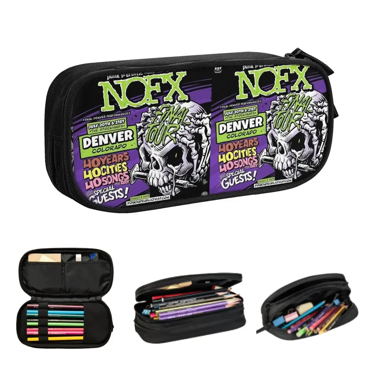 

Nofx Band Final Tour Skull Pencil Cases Large Capacity Pen Bags Pen Box Pencil Pouch For Boys Girls Students Stationery School