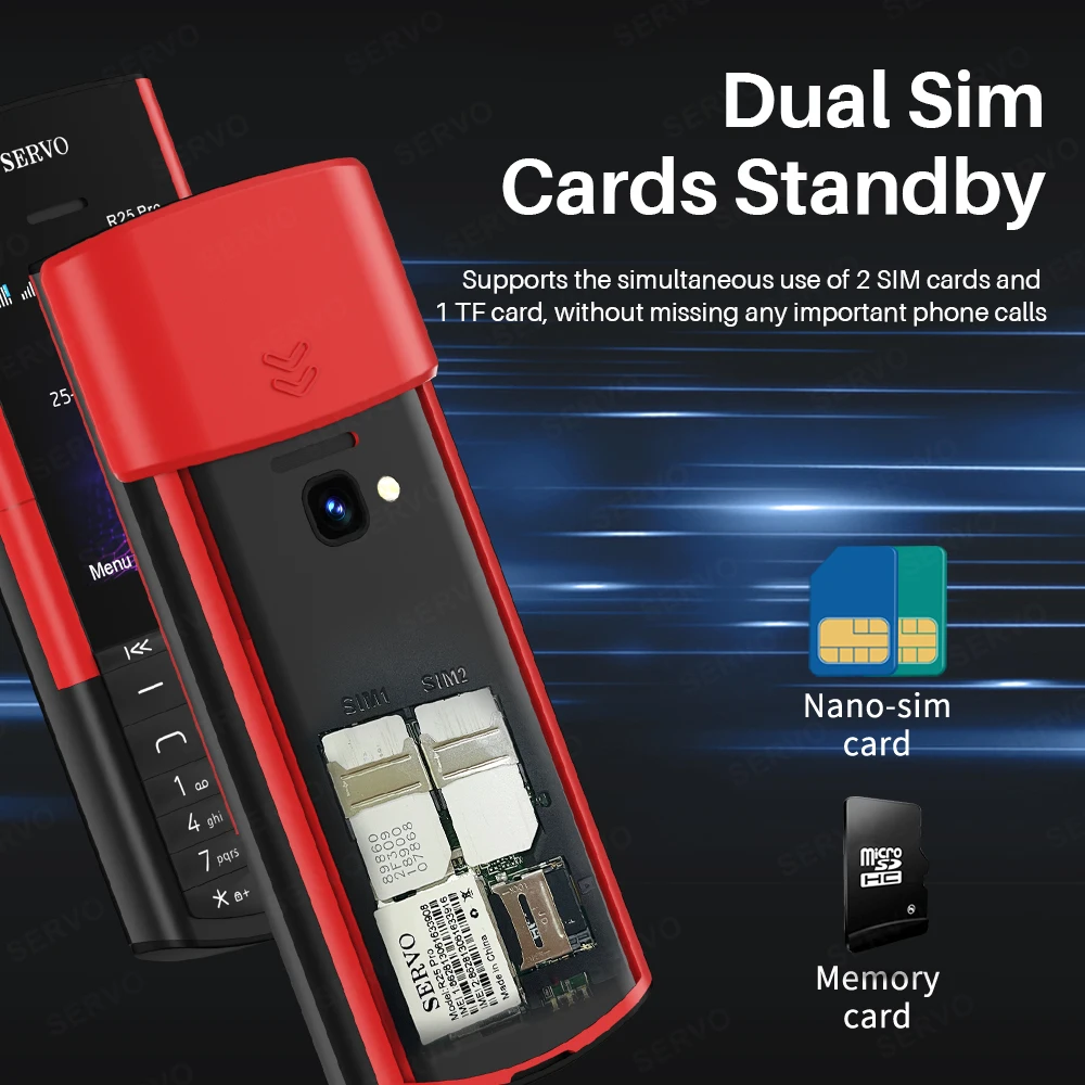 SERVO R25 PRO 2G GSM الهاتف المحمول المدمج في سماعات بلوتوث سرعة الاتصال الهاتفي تسجيل الشعلة القائمة السوداء SIM الهاتف المحمول راديو FM