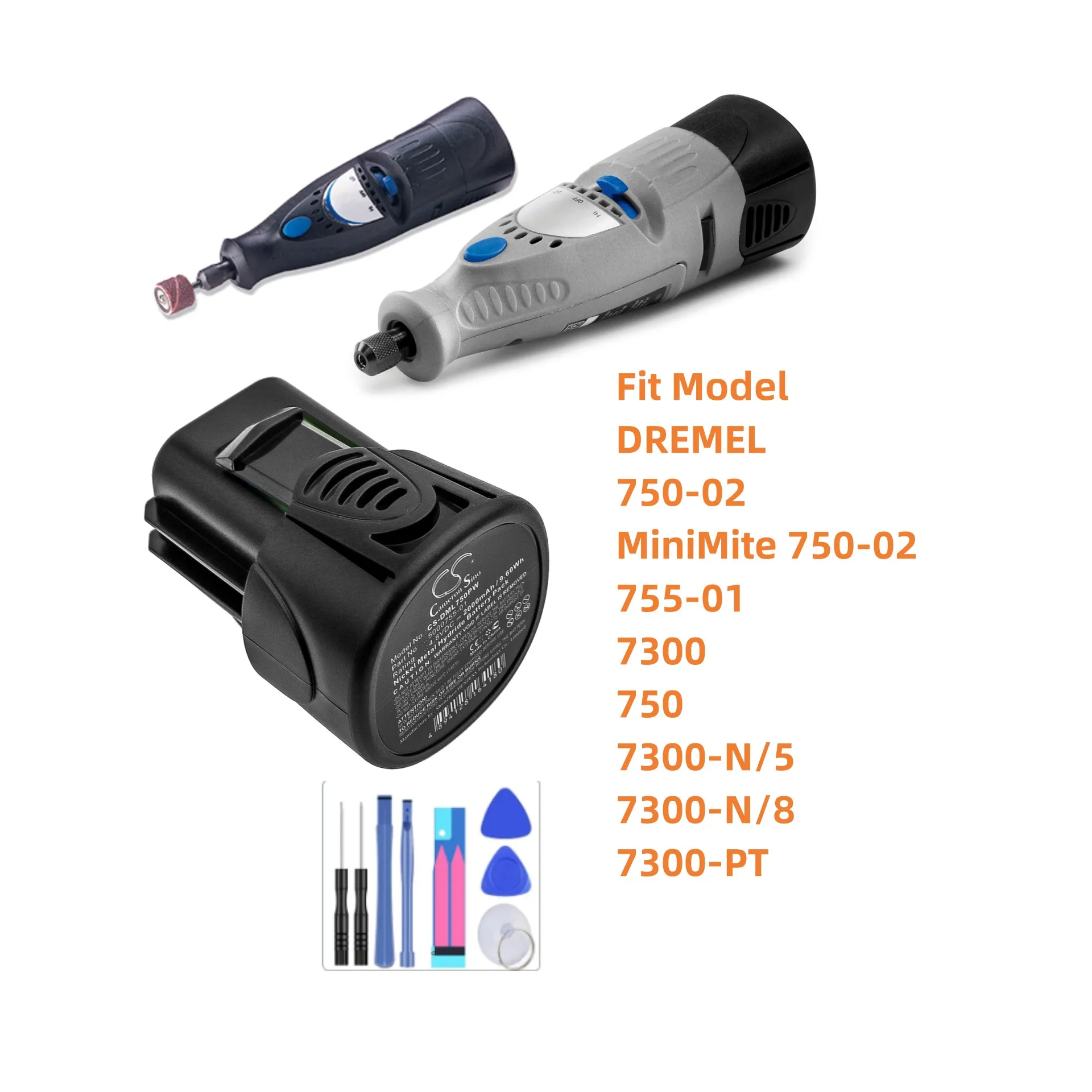 Power Tools Battery For DREMEL 750-02 MiniMite 750-02 755-01 7300 750 7300-N/5 7300-N/8 7300-PT 5000755-01 2000mAh / 9.60Wh