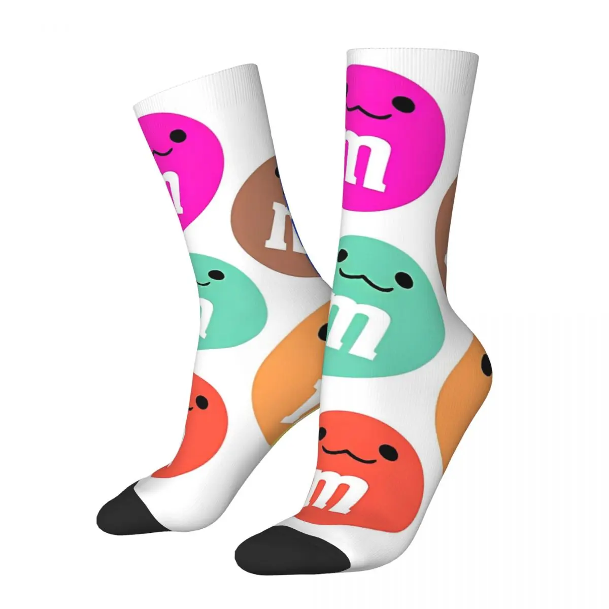 Mode männliche Männer Socken Neuheit m & m farbige Süßigkeiten Socke Polyester Regenbogen Süßigkeiten Sport Frauen Strümpfe Frühling Sommer Herbst