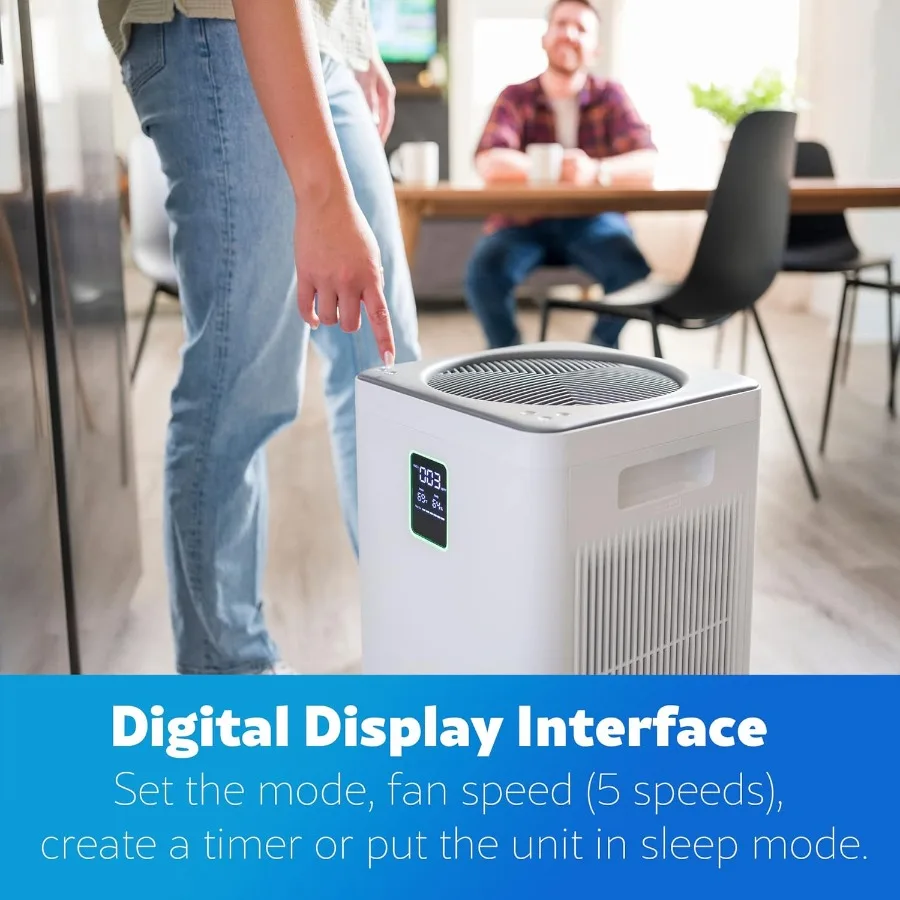 منقي الهواء PM4030 مع فلتر H13 True HEPA يغطي ما يصل إلى 2300 قدم مربع 24 ديسيبل نظام ترشيح HEPA SilentClean 3-Stage 5 سرعات