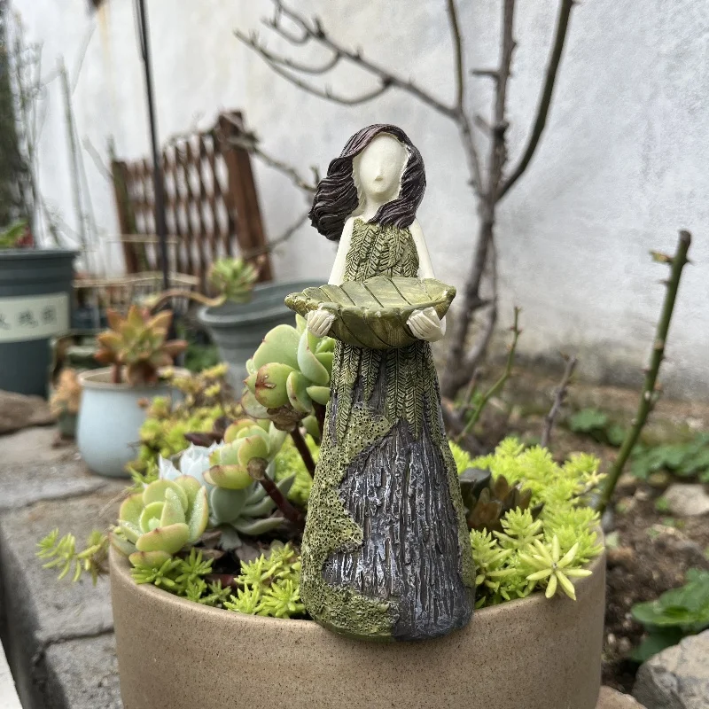 Fairy Tale Forest Bird Feeder Outdoor Garden Statue Resin Craft Figurine Ornament Courtyard Lawn