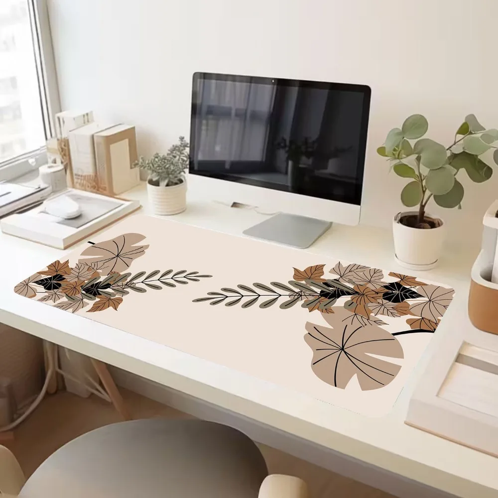Fashionable, simple, retro brown-toned leaf and branch pattern desk accessories alfombrillas para escritorio tapis de souris