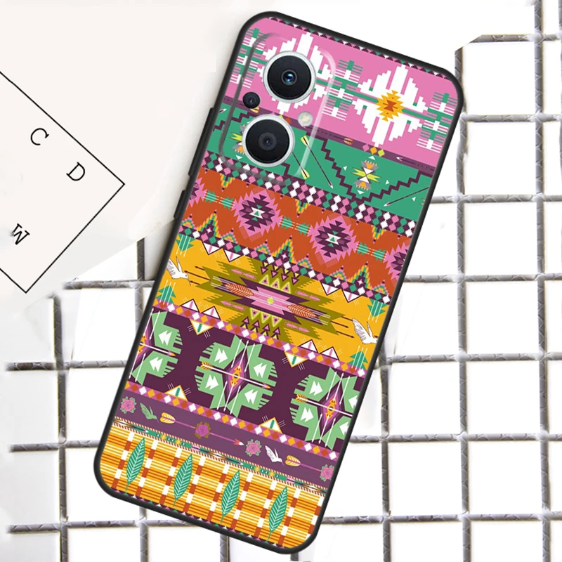 ネイティブアメリカン シームレス トライバル ボヘミアン OPPO Reno 13F 12F 14F 11F 10 11 12 13 14 Pro 8T 7 8 Lite OPPO Find X8 X6 X5 Pro ケース
