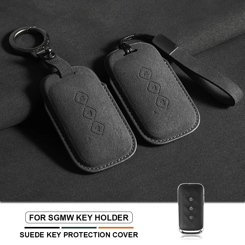 

Suede Car Key Case Cover Shell For SGMW Wuling Hongguang S For Baojun 510 730 360 560 RS-5 530 630 Car Keychain Accessories