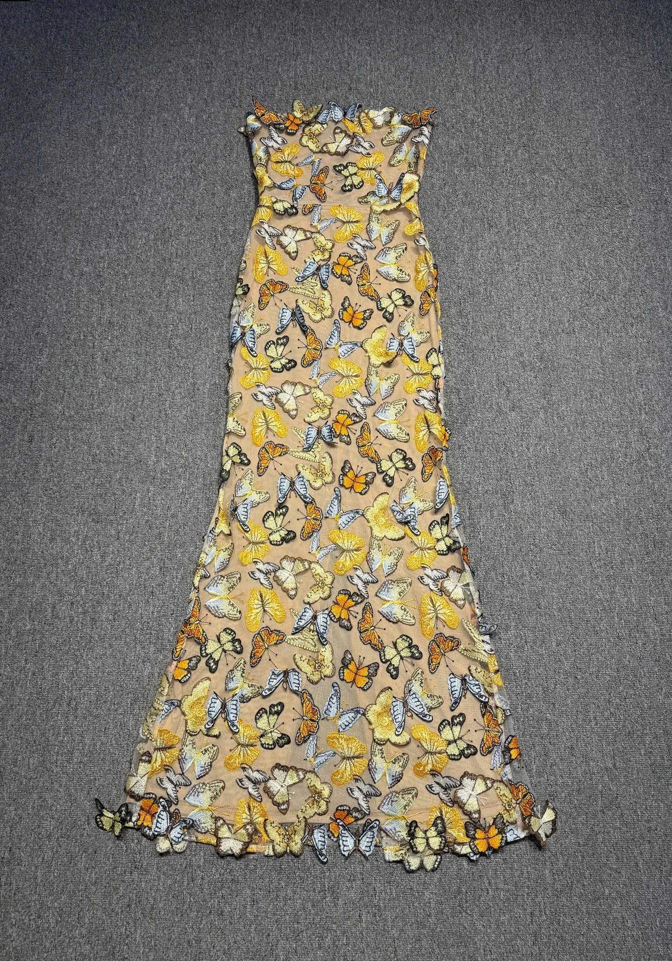 2026 Women Celebrity Sexy Strapless Patchwork Diamonds Butterfly Multi Dress Elegant Evening Party Club Vestido