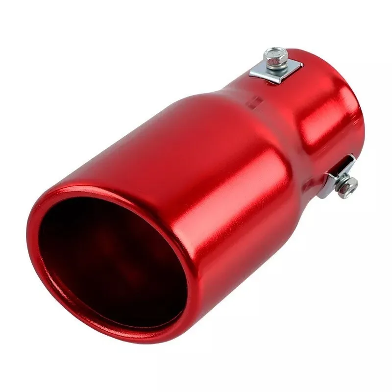 Red Round Shape Car Exhaust Muffler Tip Straight Pipe 63mm 2.5‘’ Inlet