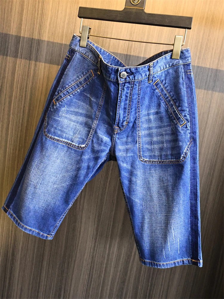 

Мужские летние повседневные прямые джинсы с завышенной талией, футболки, дышащие, удобные покрой