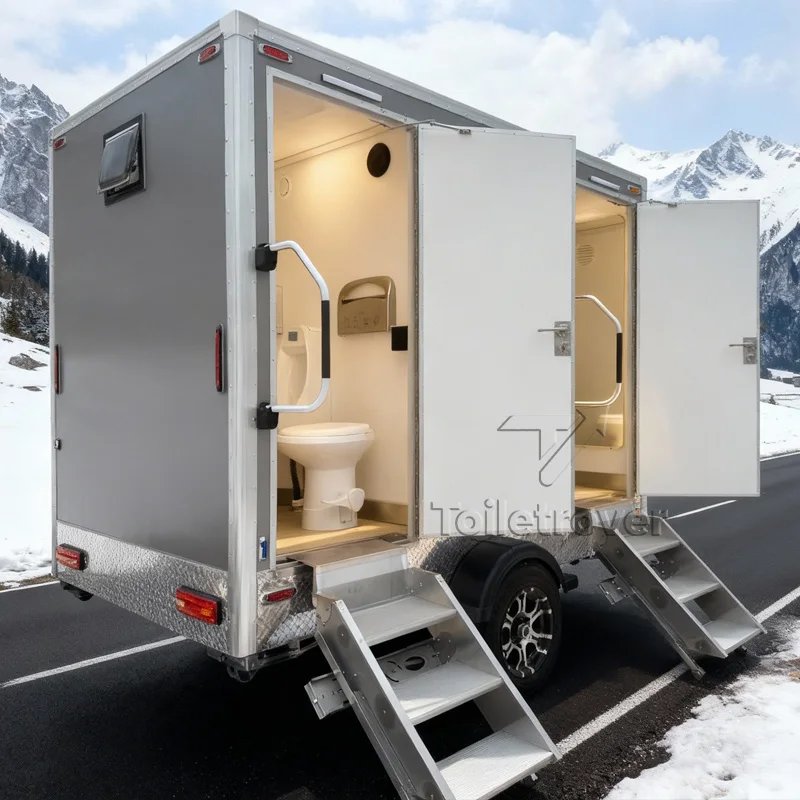 Multicab Luxury Trailer Toilet Outdoor Mobile Bathroom Trailer Fully Loaded Portable Restrooms Trailer for Parties Wedding