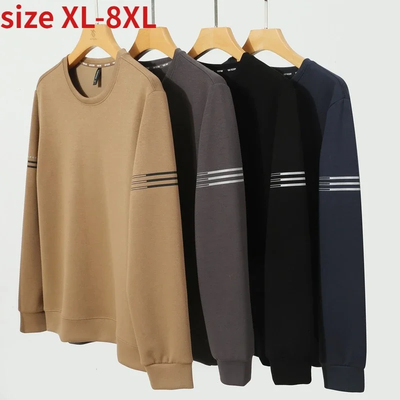 

New Arrival Suepr Large Autumn Men's Round Neck Long Sleeved with Men's Fleece Hoodie Plus Size XL 2XL 3XL 4XL 5XL 6XL 7XL 8XL