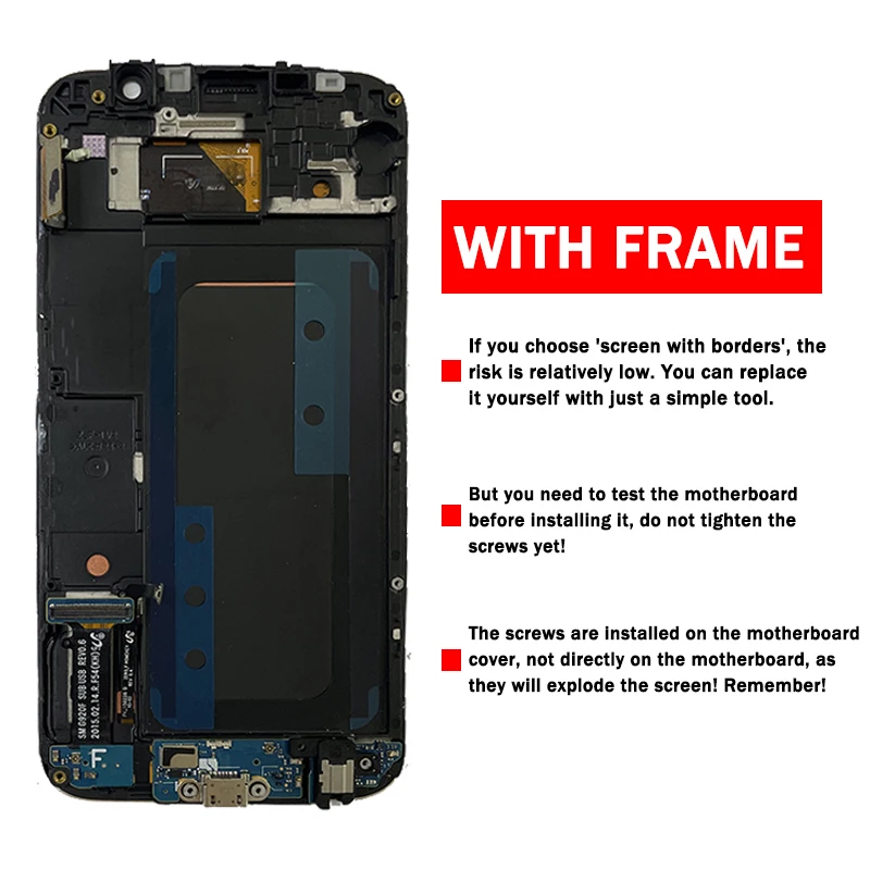 شاشة LCD بديلة لسامسونج ، شاشة تعمل باللمس ، مجموعة محول الأرقام مع غطاء ، S6 ، G920 ، G920i ، G920F ، G920W8