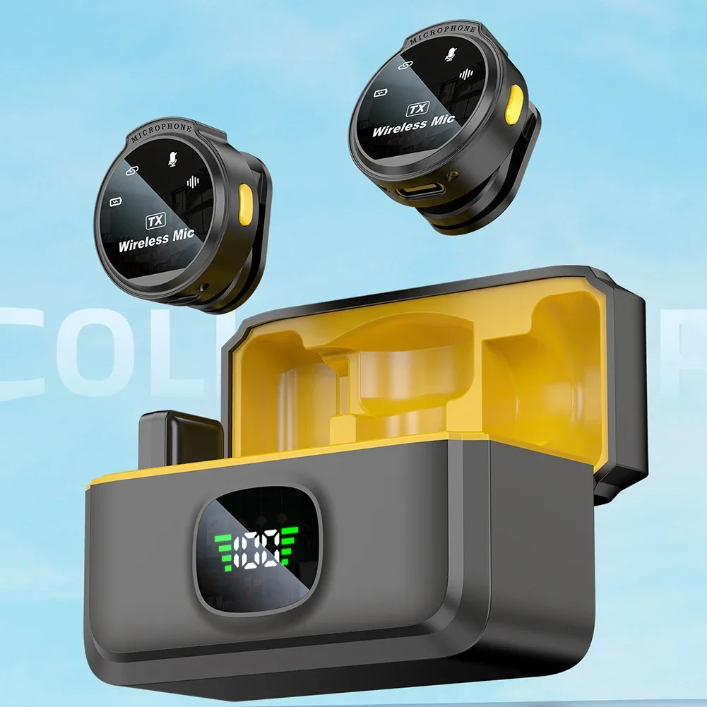 Mikrofon Kerah Mini Nirkabel Tipe-C untuk Perangkat iPhone iPad Android Wawancara Rekaman Streaming Langsung dengan Klip Magnetik ‌