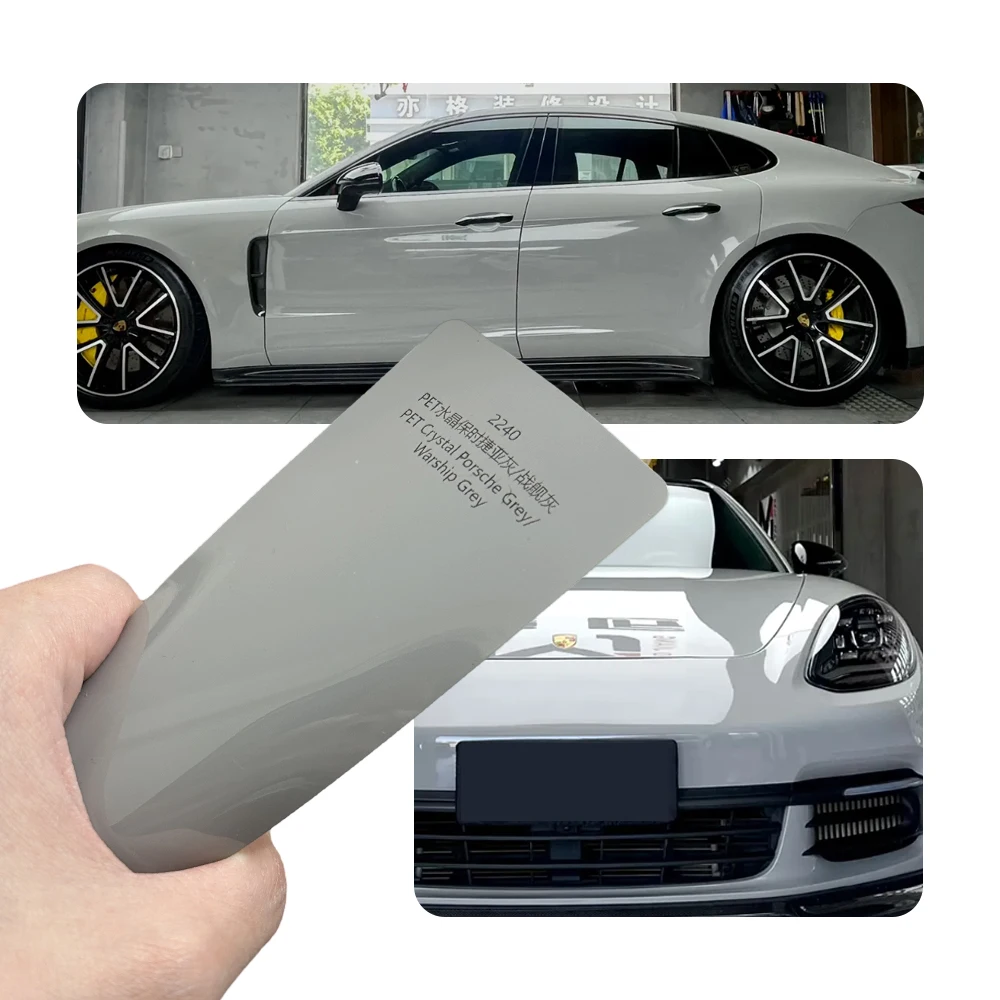 PET Crystal Nardo Gray Car Wrapping Vinyl Full Body Color Change Air Release Bubble Free Protective Film 1.52x18m