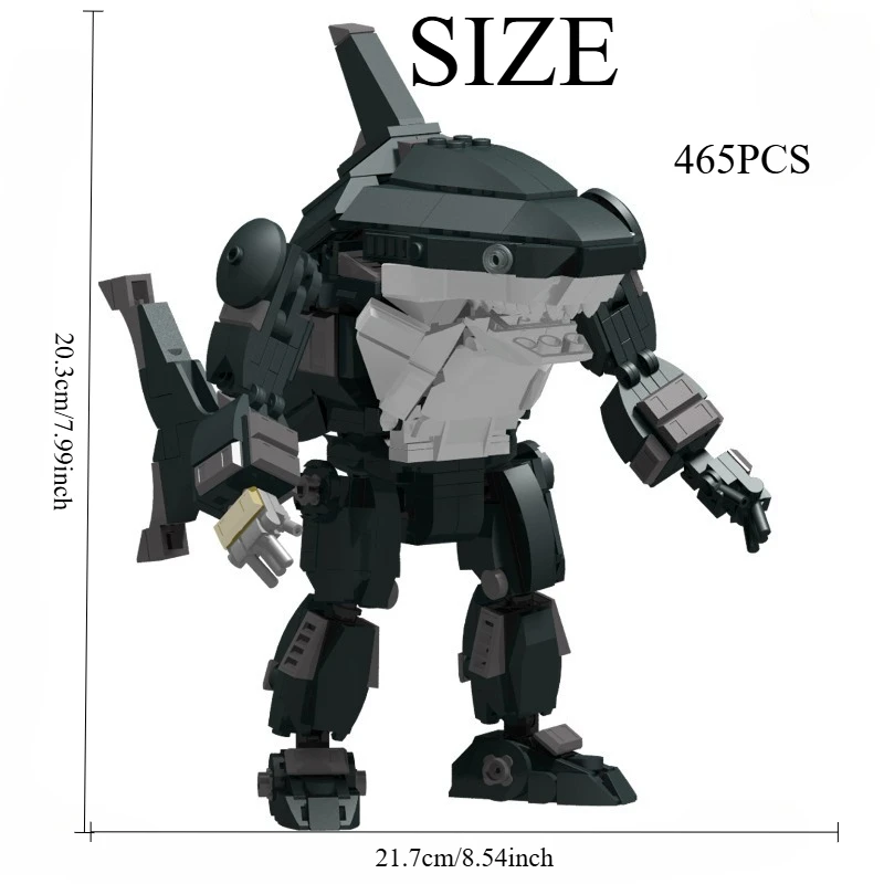 

465PCS Obsidian Shark Mech Building Kit - MOC Cybernetic Creature Model for Adult Collectors, Futuristic DIY Gift with Guide