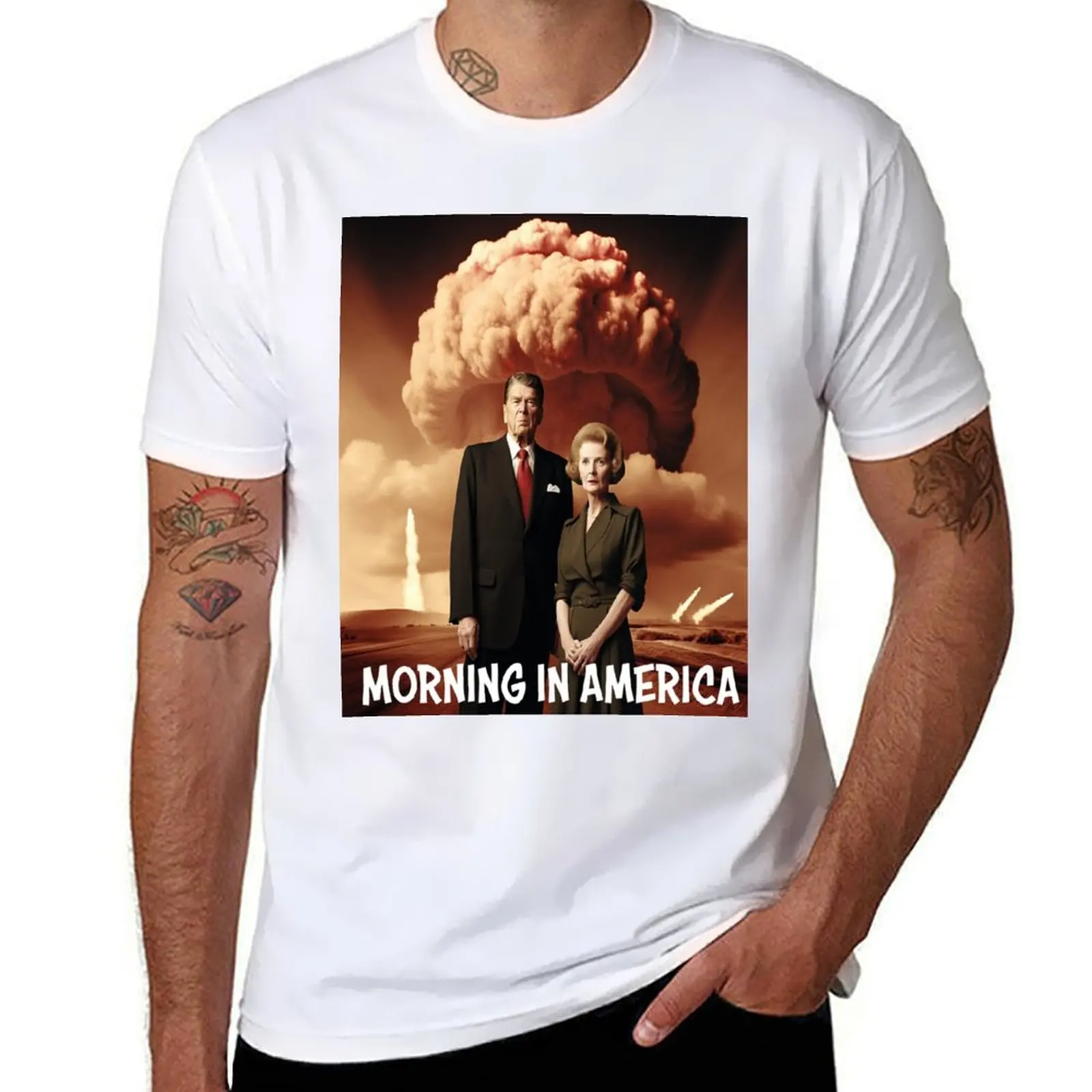 

Футболка Morning in America, хлопковая футболка с индивидуальным принтом, 100% хлопковые футболки для мужчин, комплект хлопковых футболок