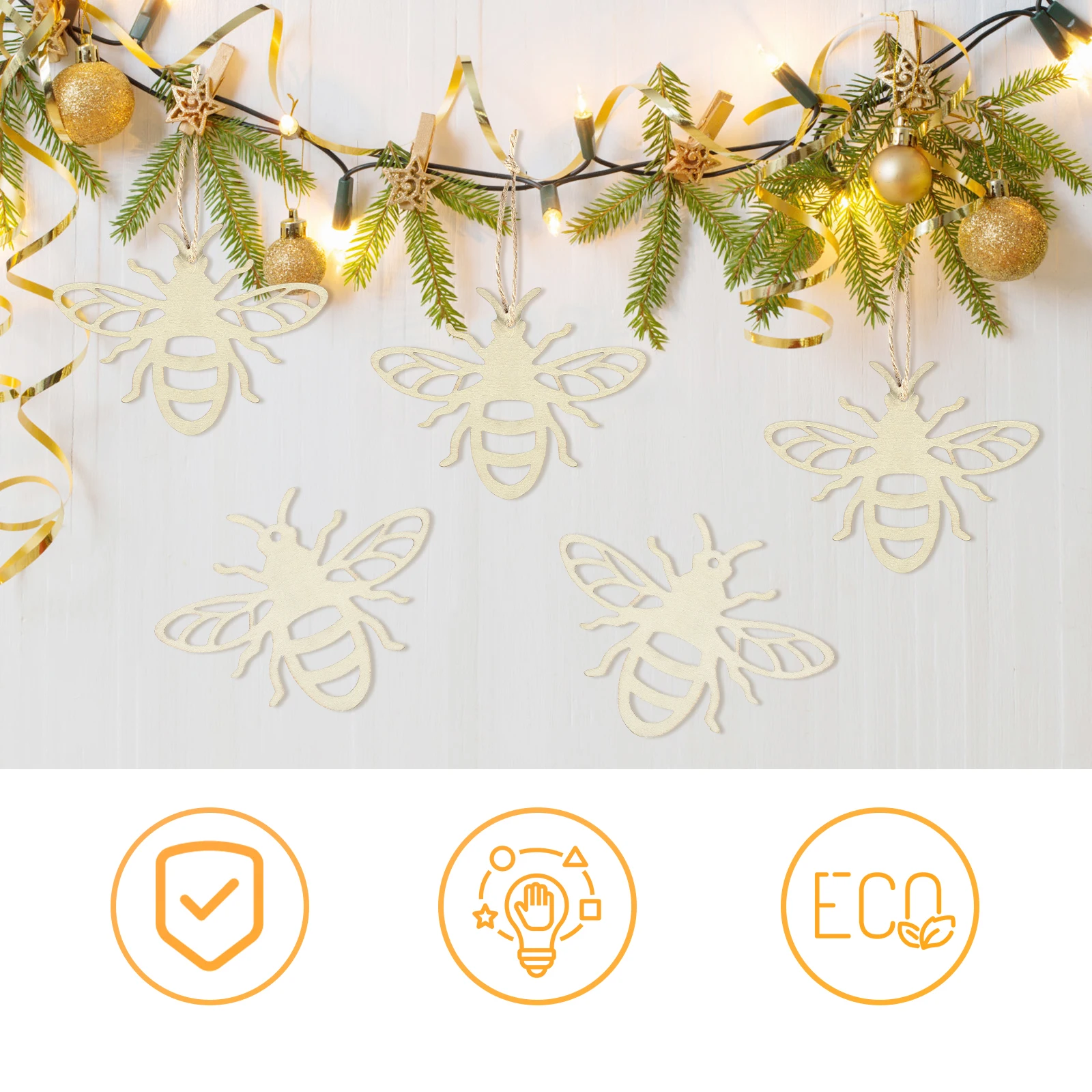 Houten plakjes met bijen 20 stuks uitgehold onvoltooide ambachten DIY hangers voor decoraties houten hangende ornamenten