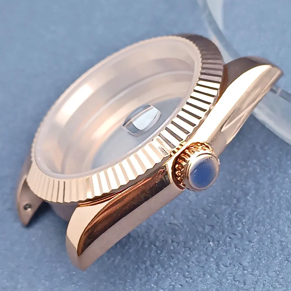 39mm Rose gold 10BAR Waterproof automatic watch case 316L stainless steel sapphire glass fit Miyota 8285 NH34 NH35 movement