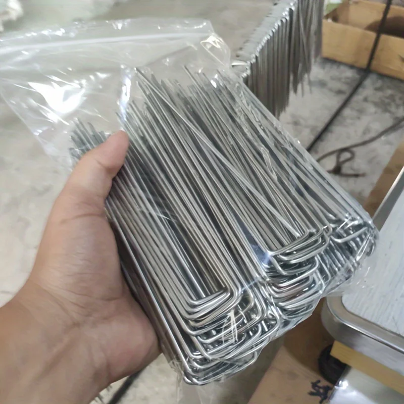 50PCS Reusable U Anti-weed Fabric Ground Pegs,Turf Fixing Three-dimensional Mesh,Ground Insert for Lawn, Agricultural Film Metal