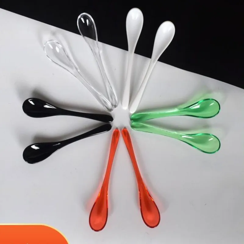 Mini Acrylic Spoons for Children, Tableware for Condiment, Sugar Spice, Ice Cream Spoon, Transparent Dessert Spoons, 10 PCs/Set