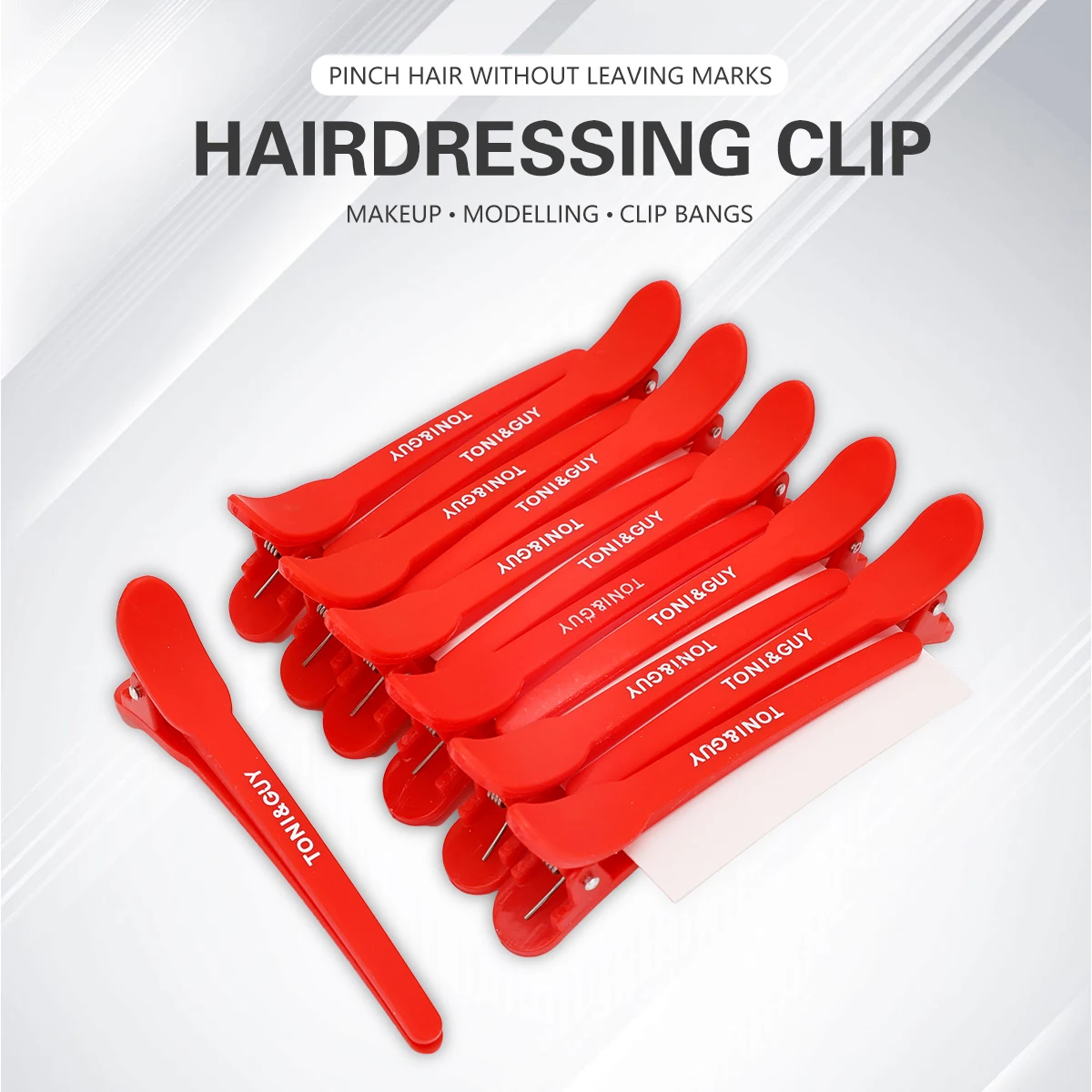 12pcs Non-Mark Plastic Hair Salon Clips, Professional Hair Sectioning Clamps For Haircut Perm Dye Makeup Salon Hair Styling