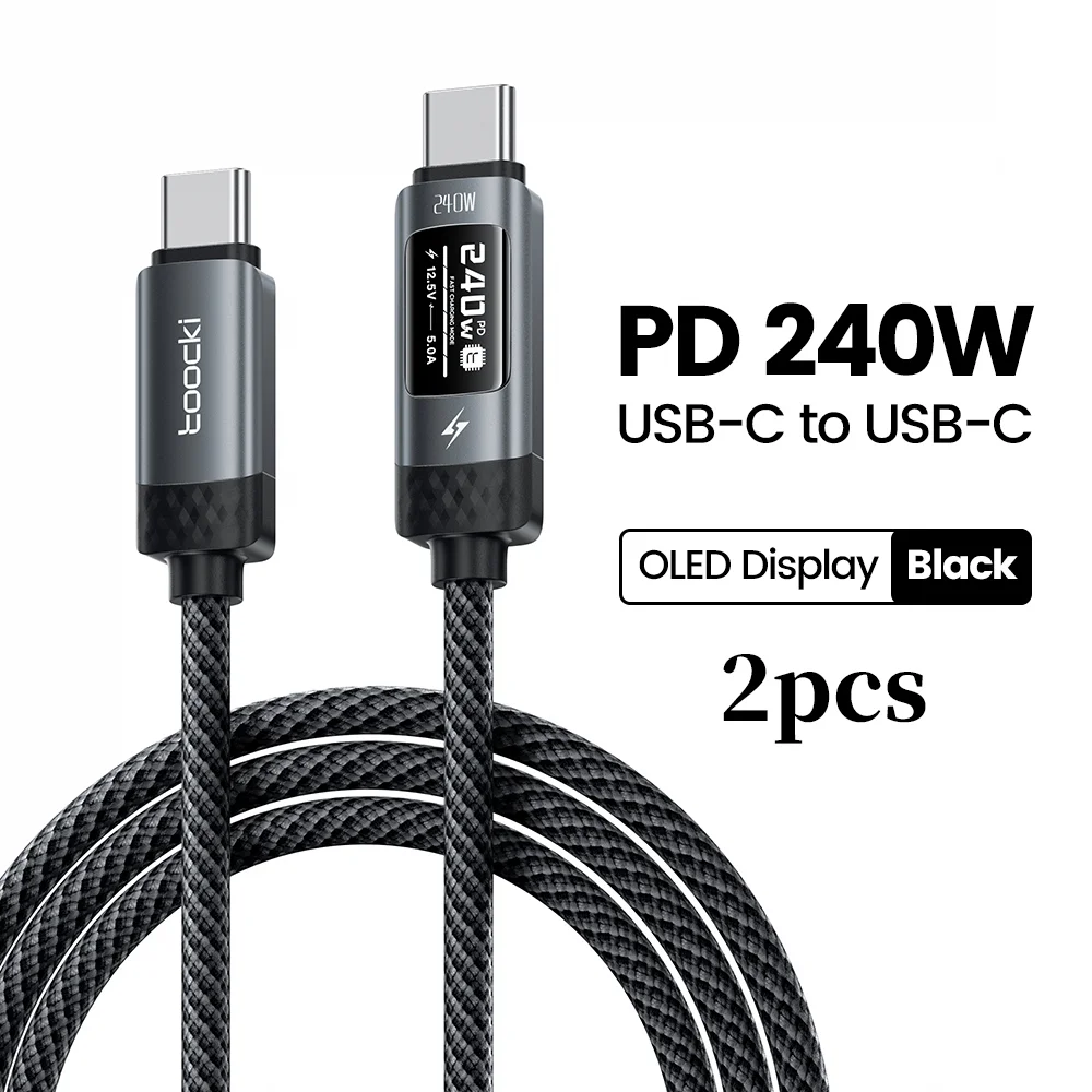 Toocki 240 W USB C Cbale Schnellladung OLED Digitalanzeige PD 3.1 Typ C auf USB C Datenkabel für MacBook iPhone 16 17 Samsung S25