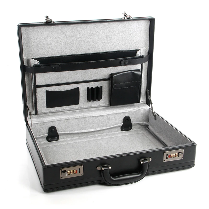 Men Vintage Black Toolbox Briefcase Luggage Lawyer Business Password Box Toolbox Prop Box File Box Computer Box Suitcases view 3