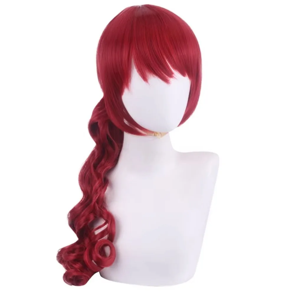 CosplayGame Cosplay Anime Yoshizawa Kasumi Cosplay espada máscaras para los ojos accesorios de fiesta de Halloween para mujeres pelucas rojo largo sintético