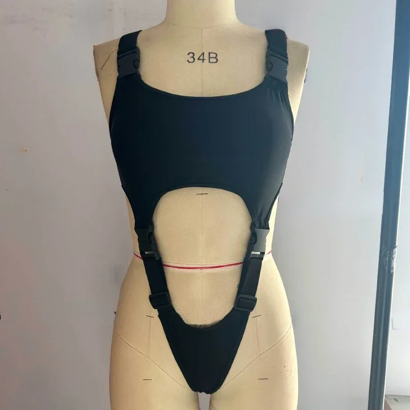 여성용 섹시한 하이 컷 수영복, 티팬티 원피스 수영복, 티팬티 모노키니, 목욕 세트, 비치웨어, 블랙, 2024 여름 신상