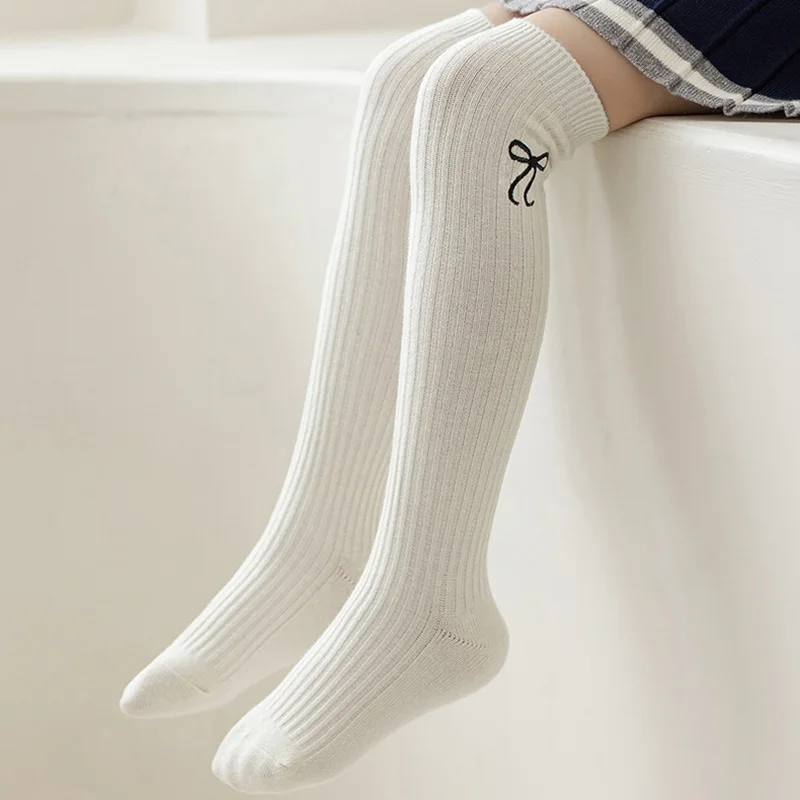 Детские-корейские-гольфы-для-девочек-милые-белые-жаккардовые-хлопковые-леггинсы-с-бантом-школьные-носки-для-детей-колготки