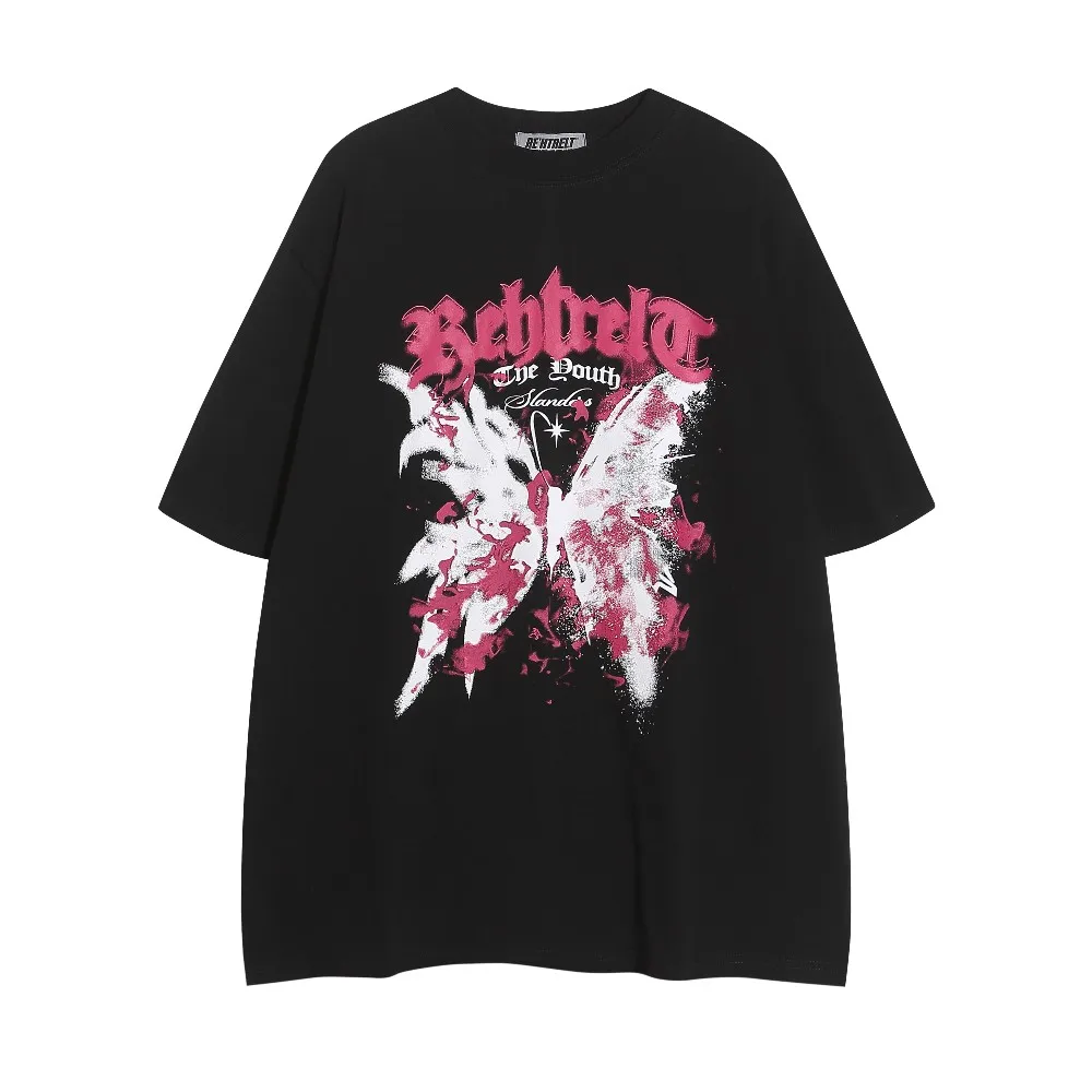 

Oversize Blooding Butterfly Gothic T-Shirt for Women Men Large Size Grunge Clothes Summer Tops Tees Streetwear Black Clothing