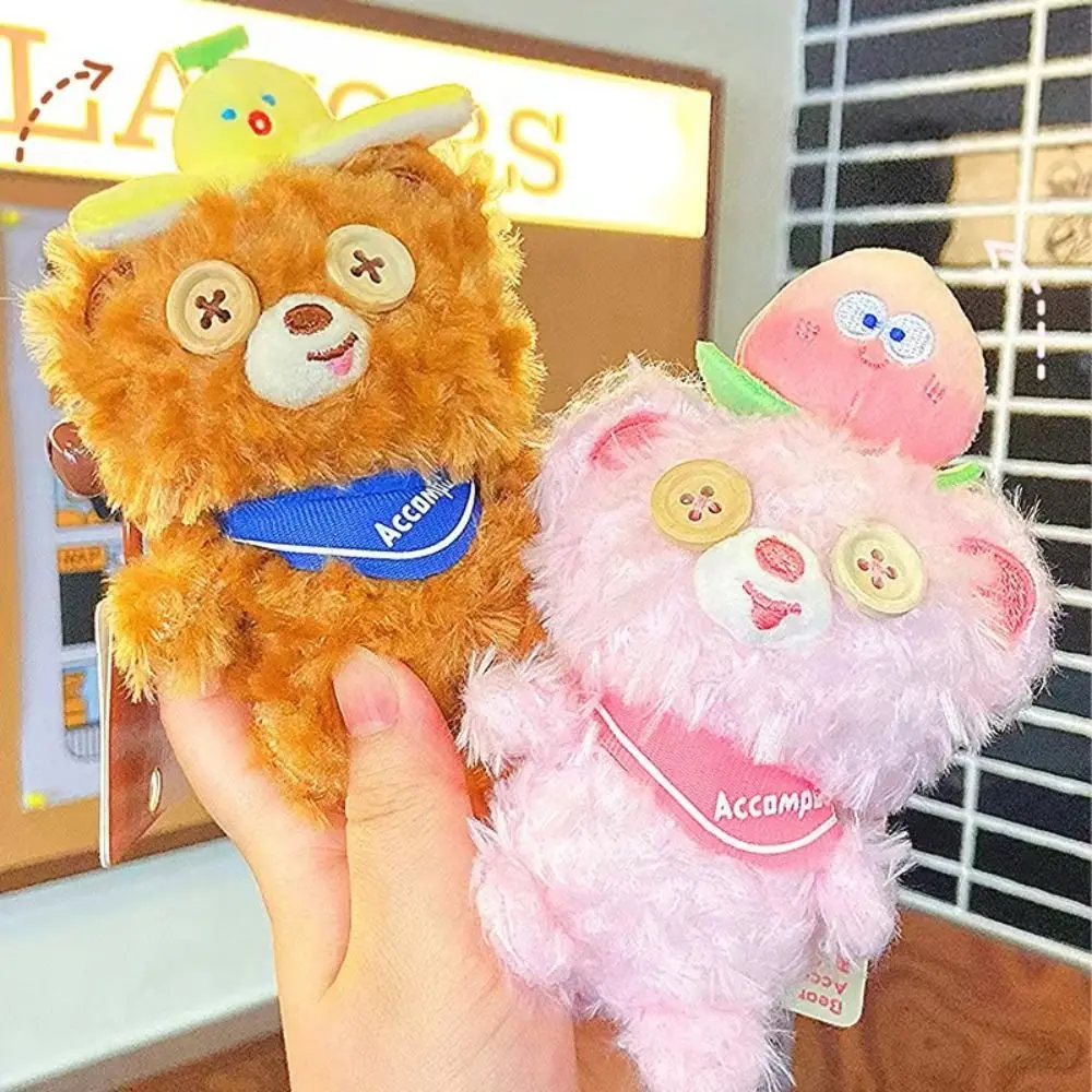 

Stuffed Animals Plush Little Bear Keychain Animal Bear Pull-wire Bear Plush Doll Keychain Top of The Head Fruit Soft