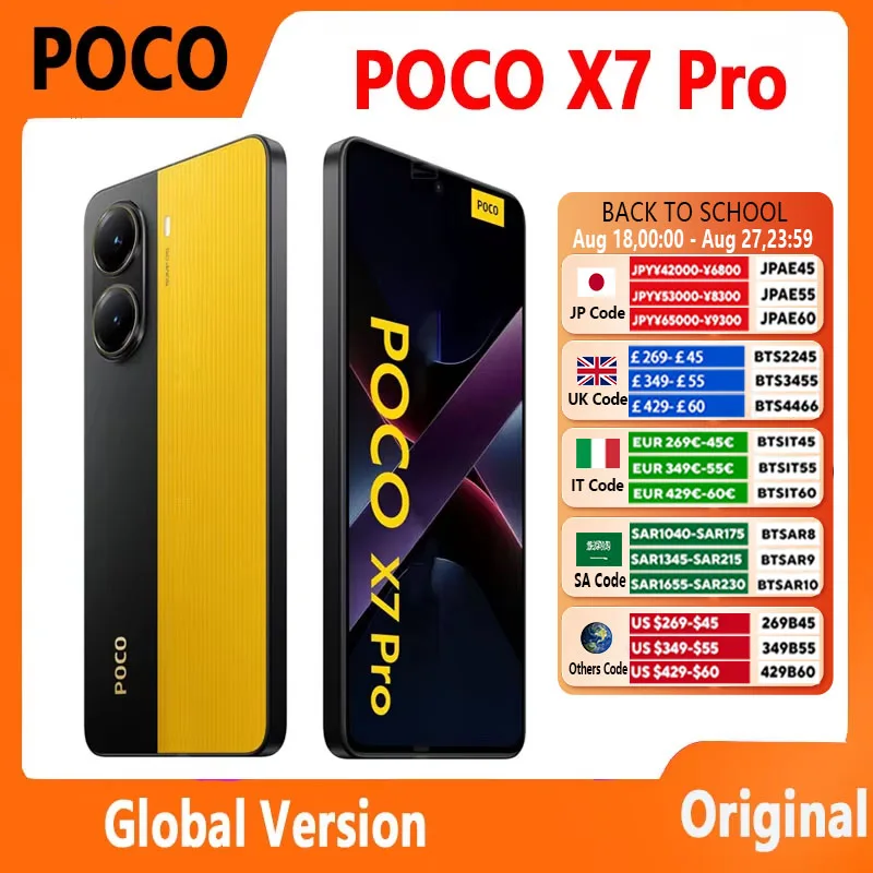 POCO X7 Pro الإصدار العالمي 5G الهاتف المحمول الأبعاد 8400-Ultra 6000mAh بطارية 90W HyperCharge 1.5K 120 هرتز عرض IP68