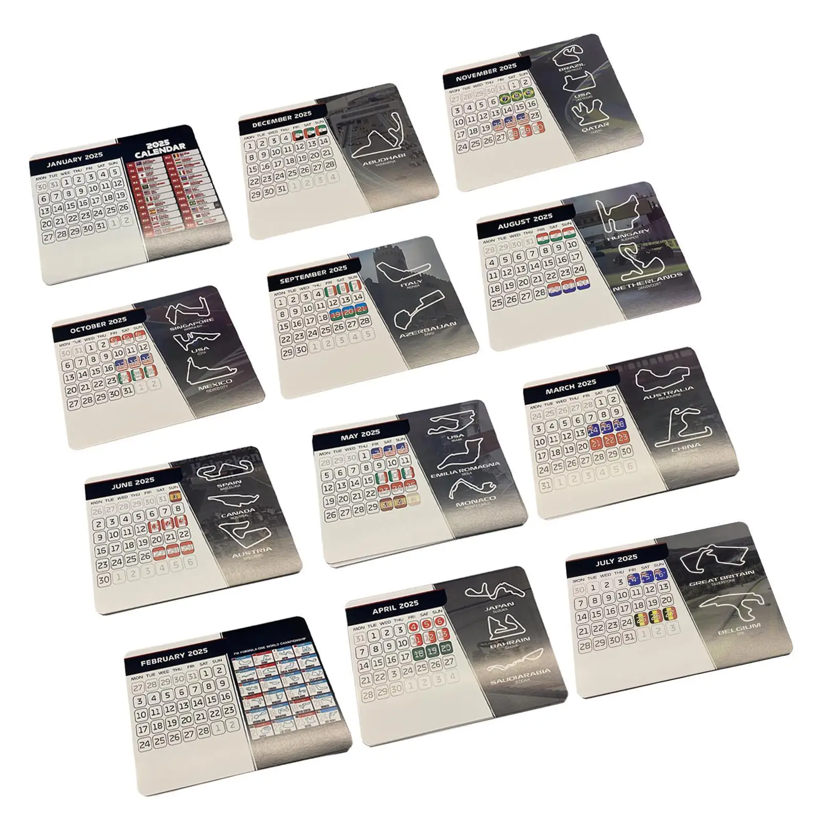 Formula Calendar 2025 Paper Easy Use Memorabilia Decorative Lightweight Desktop