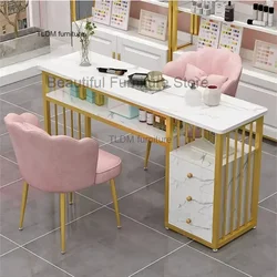 European Fashion Ins Manicure Table and Chair Set Double Manicure Tables Salon Furniture Professional Beauty Salon Nail Tables B