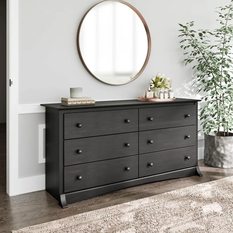 Sonoma 6 Drawer Double Dresser for Bedroom, Wide Chest of Drawers, Traditional Bedroom Furniture, 16