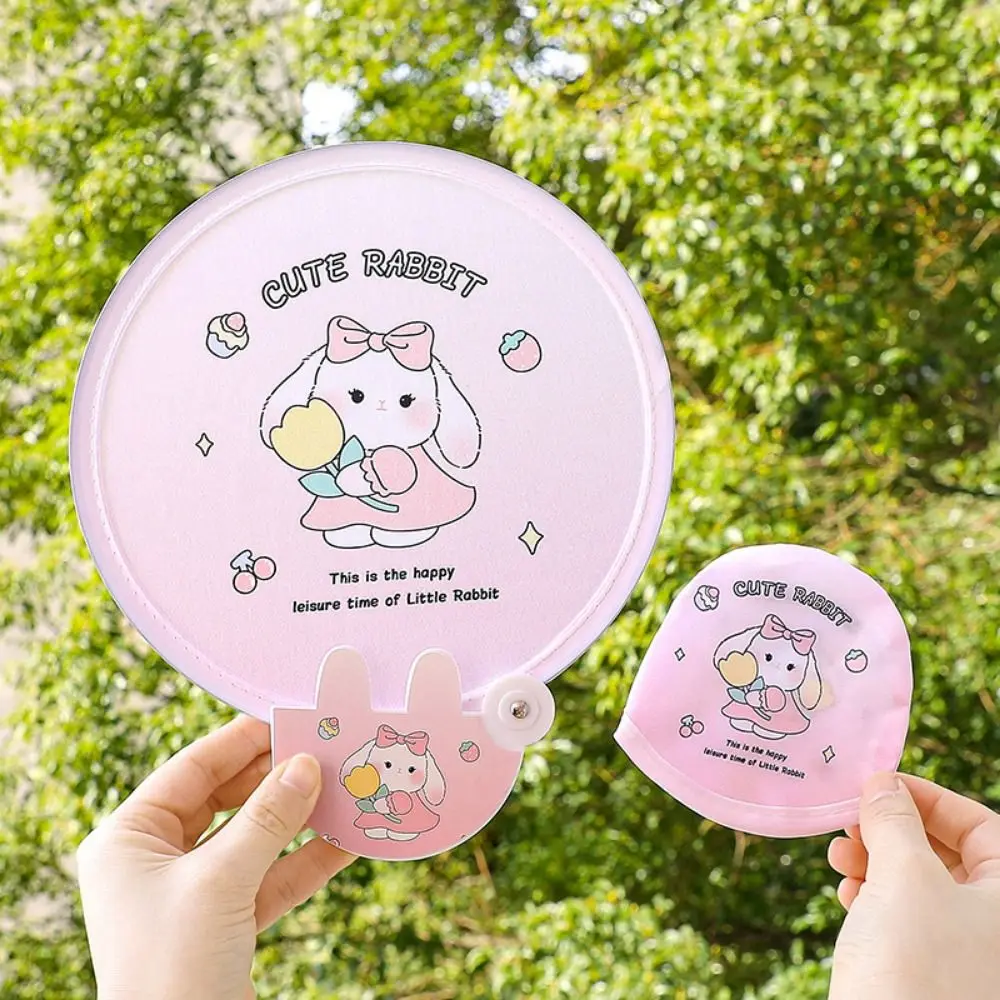 Circular Fan Decorative Flying Disk Cartoon with Handle Folding Fan Collapsible Fan Round Pocket Fan Outdoor