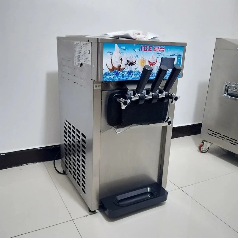 

Commercial Desktop Soft Ice Cream Machine Small Three Color 2000W High Power